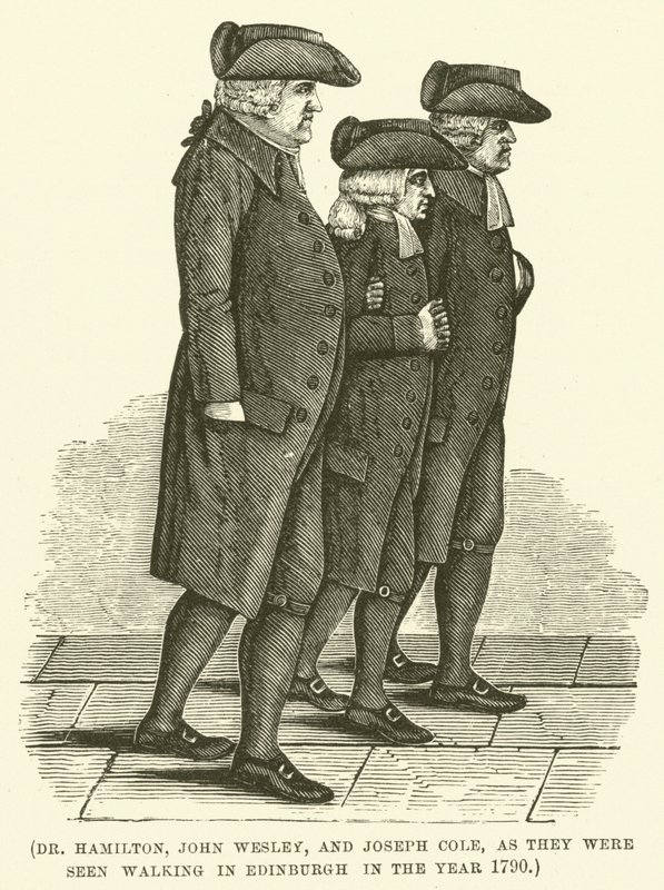 Dr Hamilton, John Wesley, and Joseph Cole Walking in Edinburgh, 1790 by English School