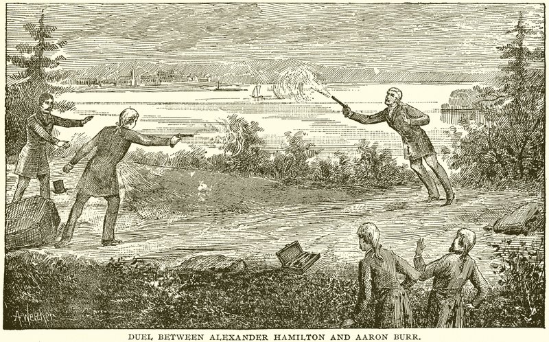 Duel between Alexander Hamilton and Aaron Burr by English School