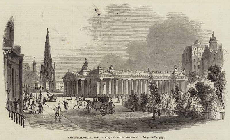 Edinburgh, Royal Institution, and Scott Monument by English School