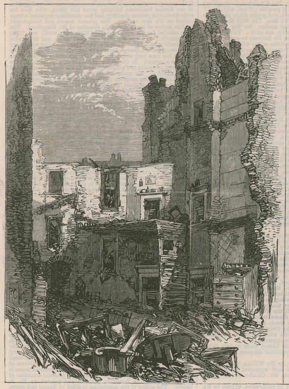 Effects of the Explosion at Clerkenwell: Interior of Houses in Corporation Lane by English School