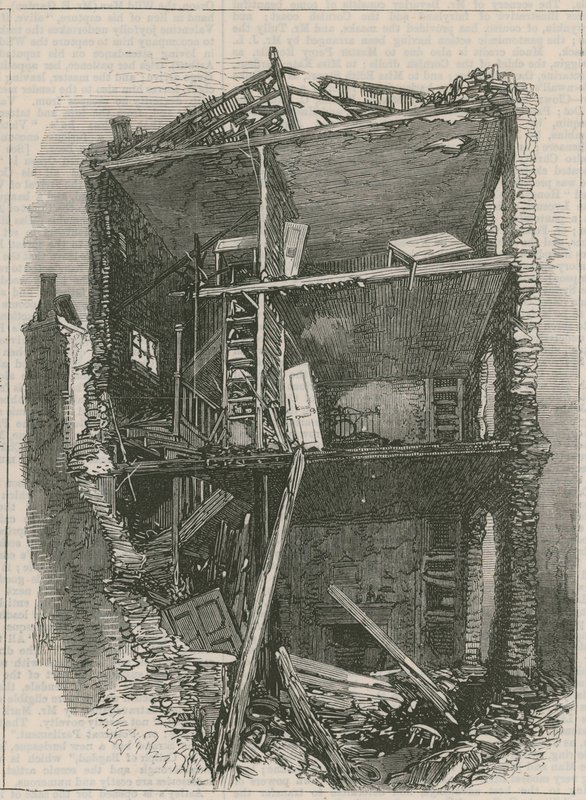 Effects of the Explosion at Clerkenwell: Interior of Houses in Corporation Lane by English School