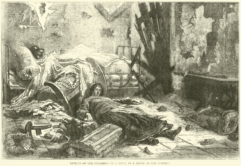 Effects of the explosion of a shell in a house in the suburbs, May 1871 by English School