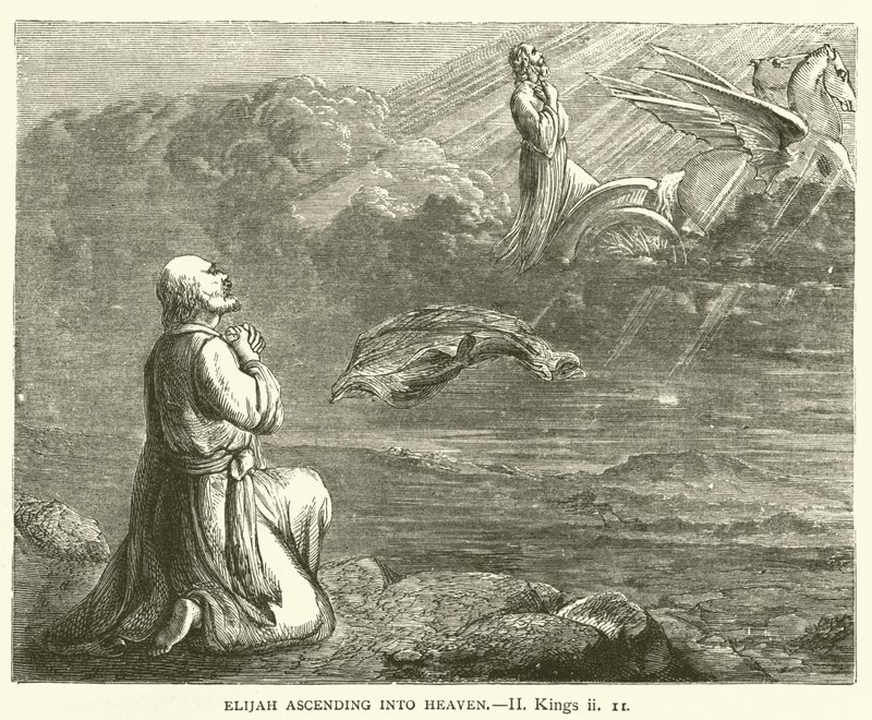 Elijah ascending into heaven, II, Kings, ii by English School