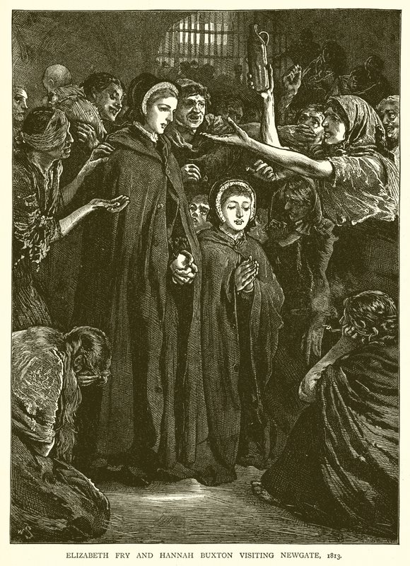 Elizabeth Fry and Hannah Buxton visiting Newgate, 1813 by English School