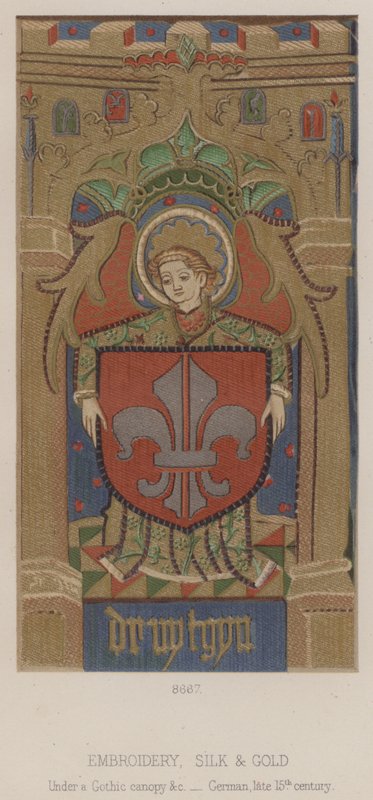 Embroidery, Silk and Gold, Under a Gothic Canopy, German, Late 15th Century by English School