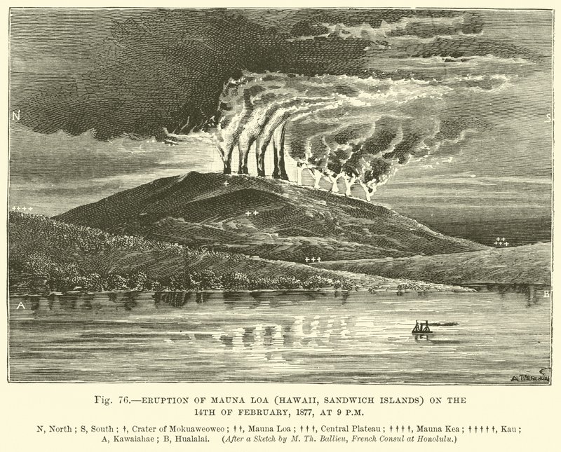 Eruption of Mauna Loa on the 14 February 1877, at 9 pm by English School