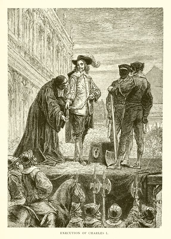 Execution of Charles I by English School: Fine art print