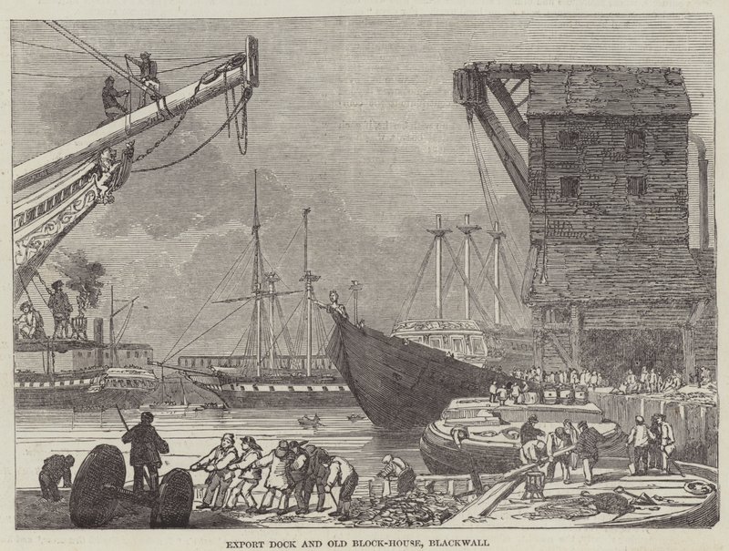 Export Dock and Old Block-House, Blackwall by English School