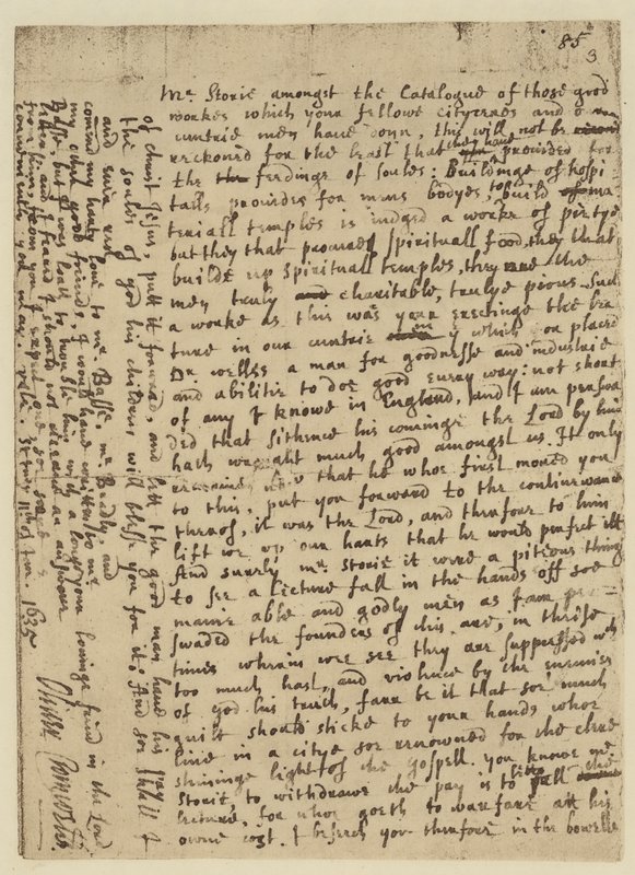 Facsimile of Letter of Oliver Cromwell to Mr Storie, dated St Ives by English School
