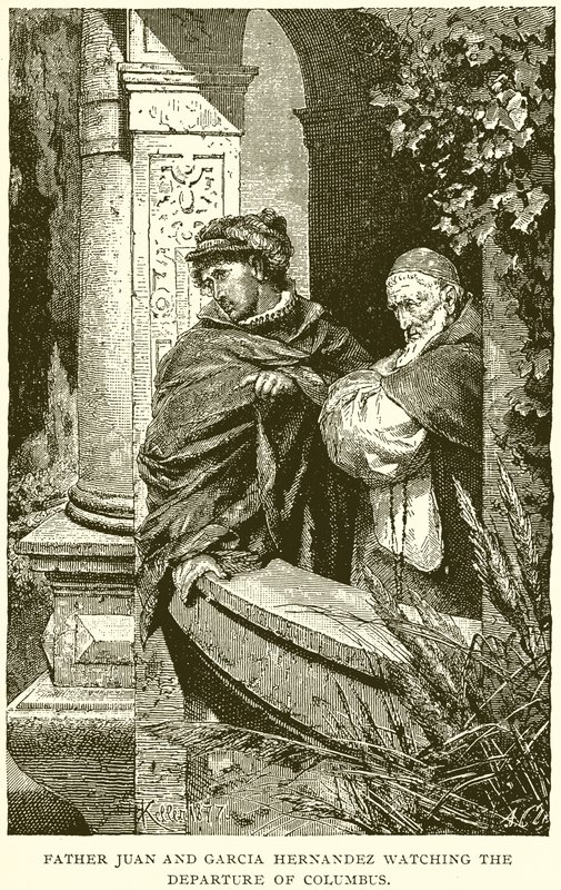 Father Juan and Garcia Hernadez Watching the Departure of Columbus by English School