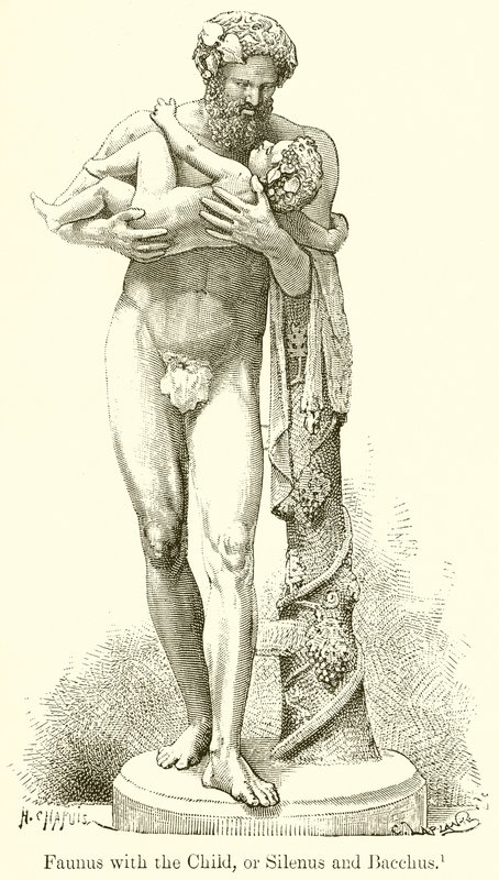 Faunus with the Child, or Silenus and Bacchus by English School