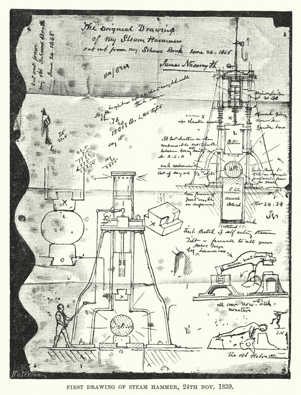 First Drawing of Steam Hammer, 24 November 1839 by English School