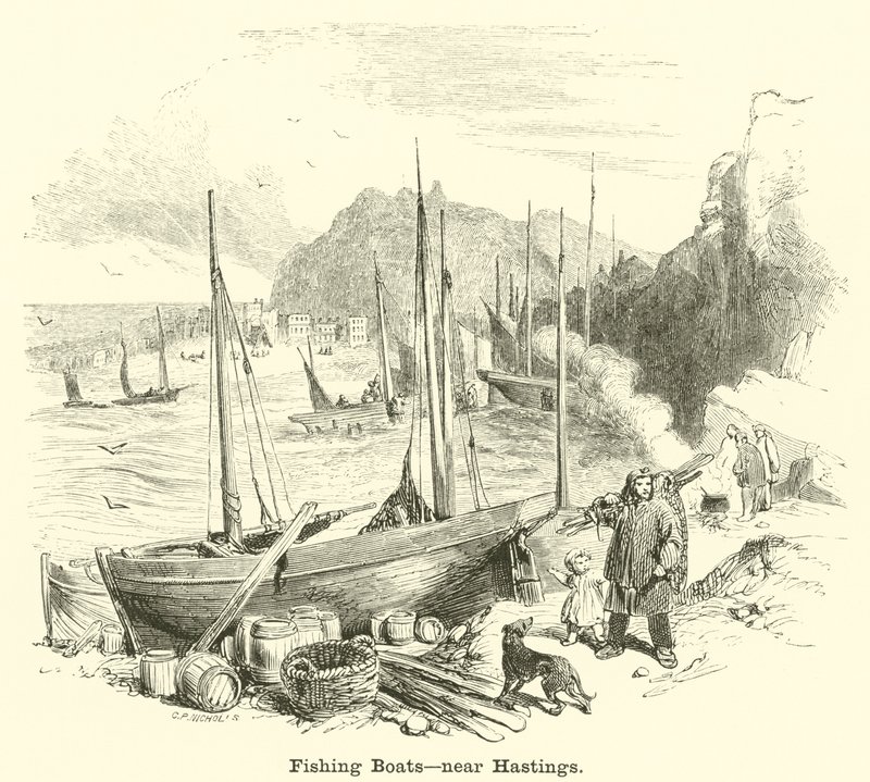 Fishing Boats, Near Hastings by English School