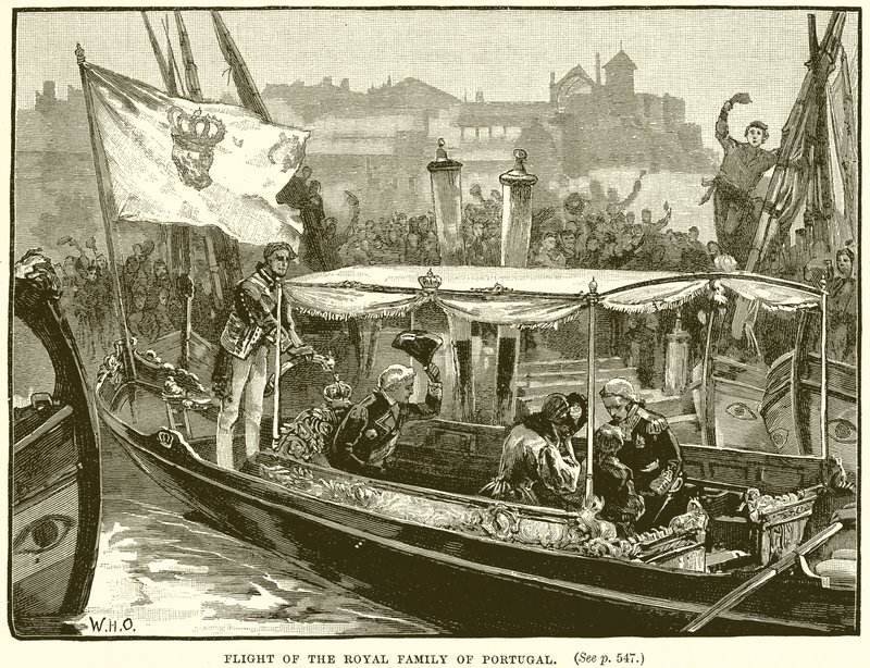 Flight of the Royal Family of Portugal by English School