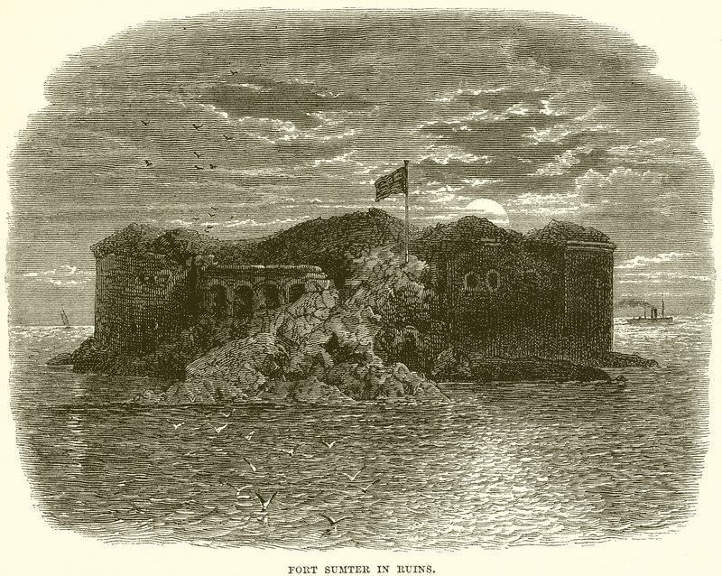 Fort Sumter in Ruins by English School