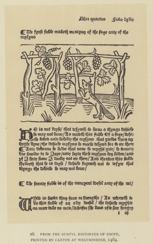 From the Subtyl Historyes of Esope, printed by Caxton at Westminster by English School