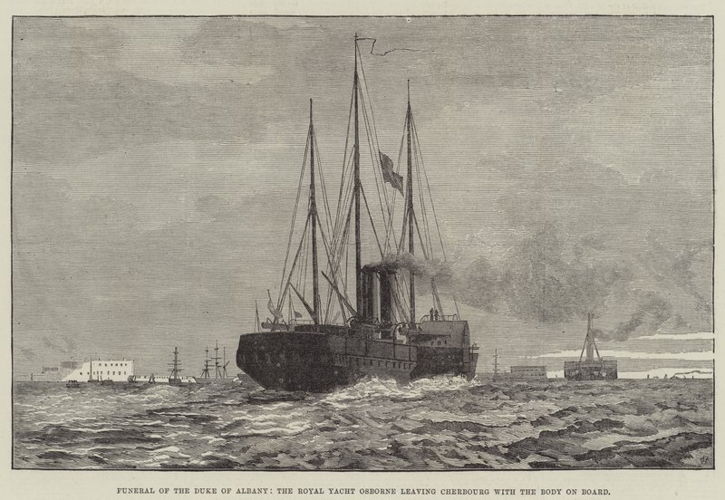 Funeral of the Duke of Albany, the Royal Yacht Osborne leaving Cherbourg with the Body on Board by English School