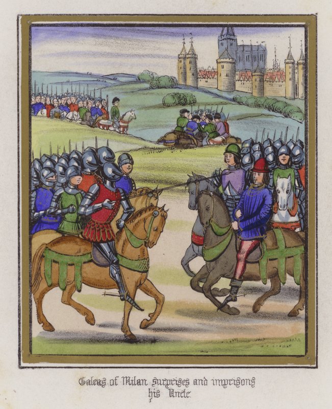 Galeas of Milan surprises and imprisons his uncle by English School