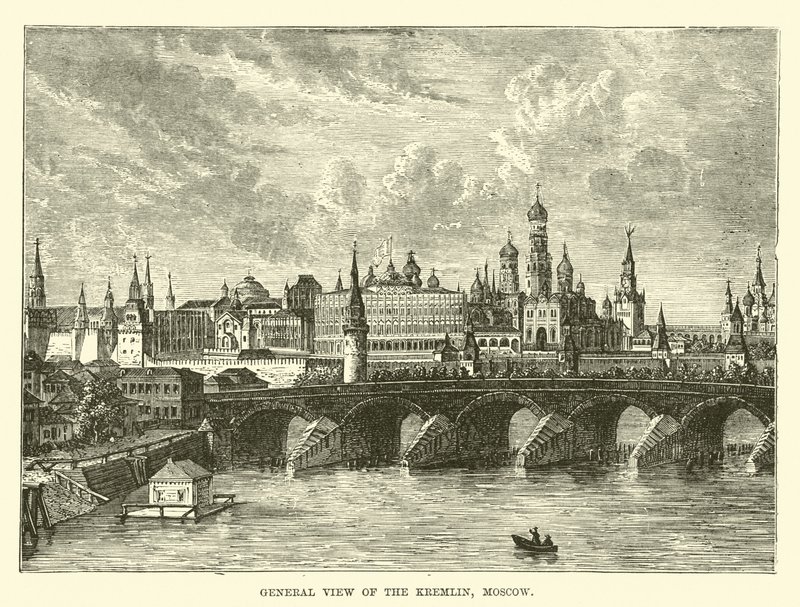 General view of the Kremlin, Moscow by English School