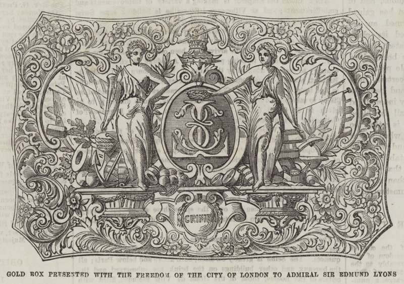 Gold Box presented with the Freedom of the City of London to Admiral Sir Edmund Lyons by English School