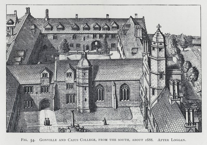 Gonville and Caius College, from the south, about 1688, after Loggan by English School