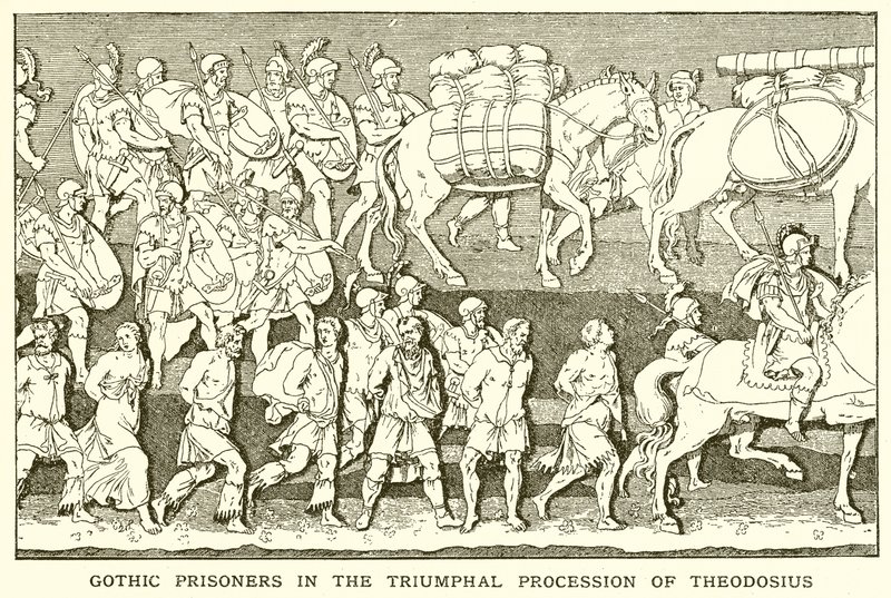 Gothic Prisoners in the Triumphal Procession of Theodosius by English School