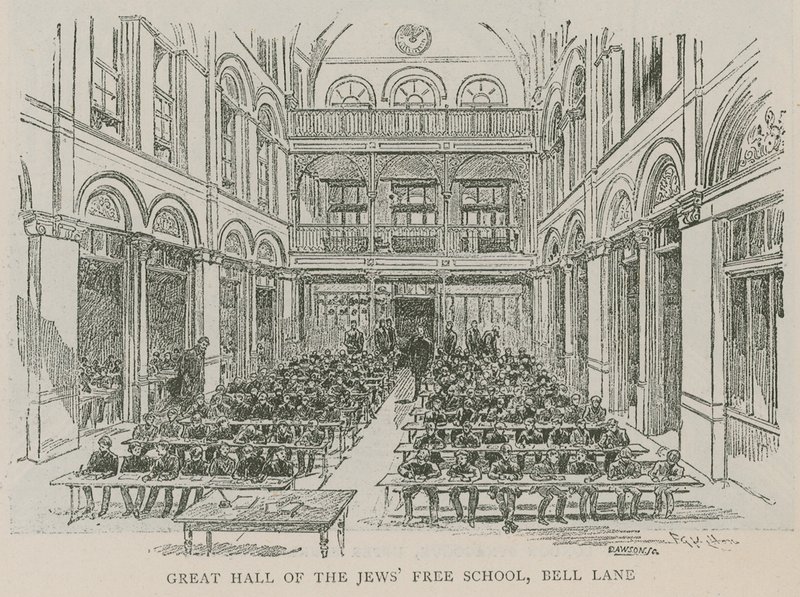 Great Hall of the Jews Free School, Bell Lane, London by English School