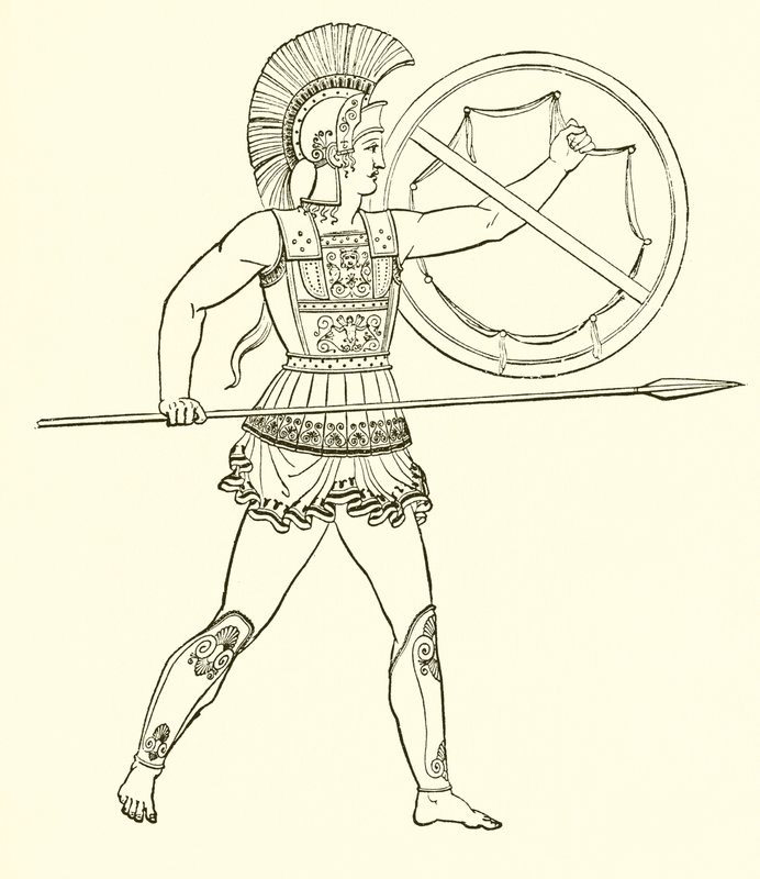 Greek Warrior Armed with Spear and Shield by English School