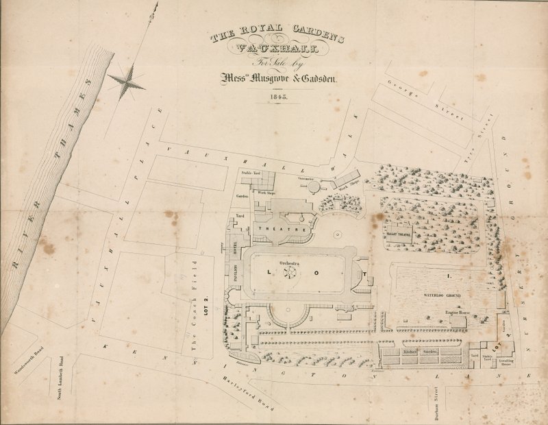 Ground plan of Vauxhall Gardens, London by English School
