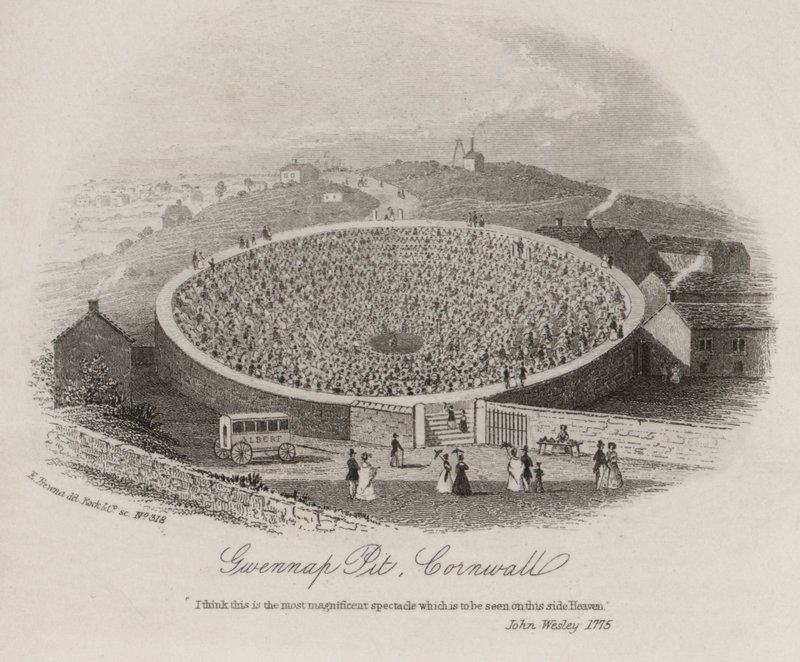 Gwennap Pit, Cornwall, where John Wesley preached on numerous occasions between 1762 and 1789 (engraving) by English School