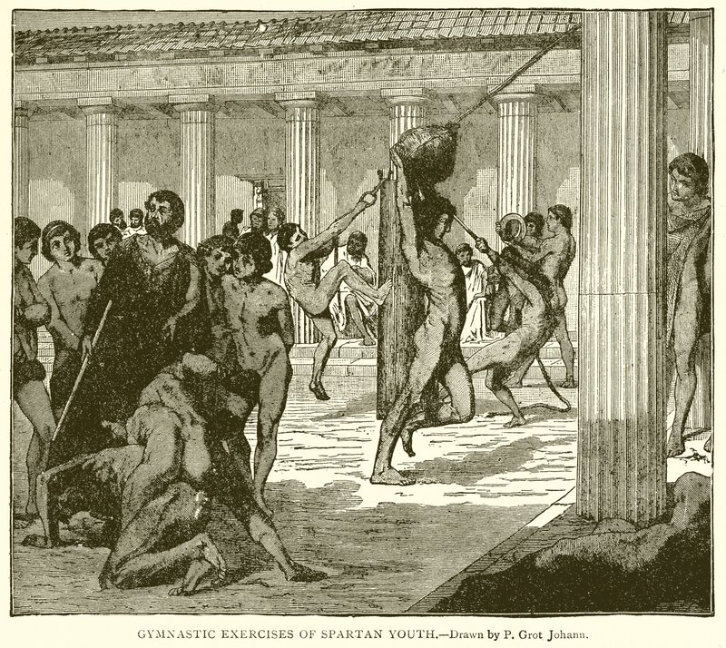 Gymnastic Exercises of Spartan Youth by English School