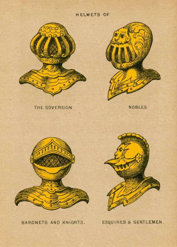 Helmets of the Sovereign, Nobles, Baronets and Knights, Esquires and Gentlemen by English School
