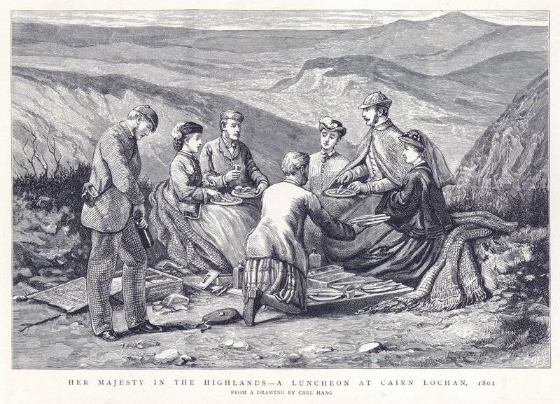 Her Majesty in the Highlands - A Luncheon at Cairn Lochan, 1861 by English School