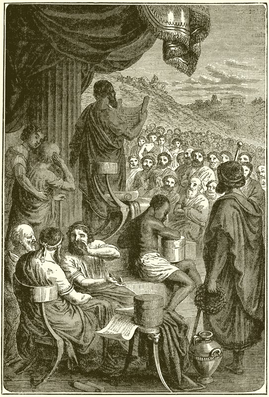 Herodotos Reading His History at a Public Festival by English School