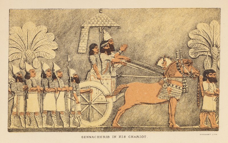 Sennacherib in his chariot by English School