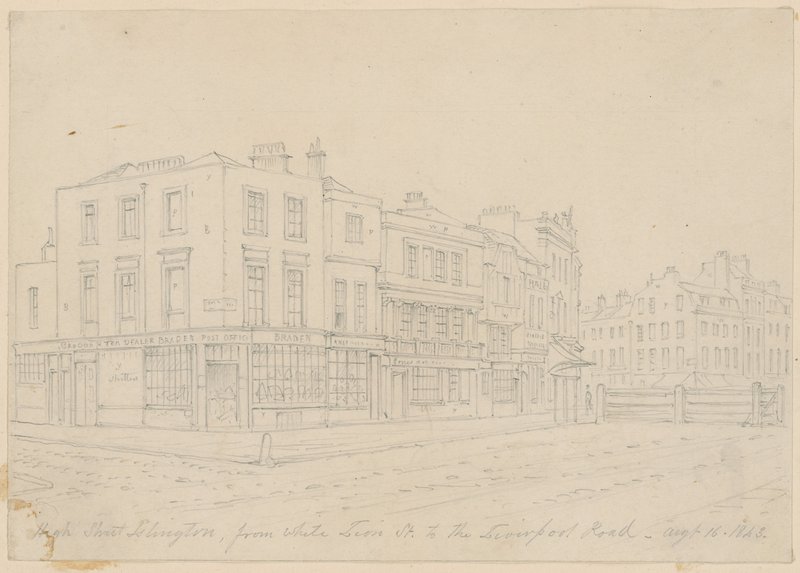 High Street Islington, from White Lion Street, to the Liverpool Road, 16 August 1843 by English School