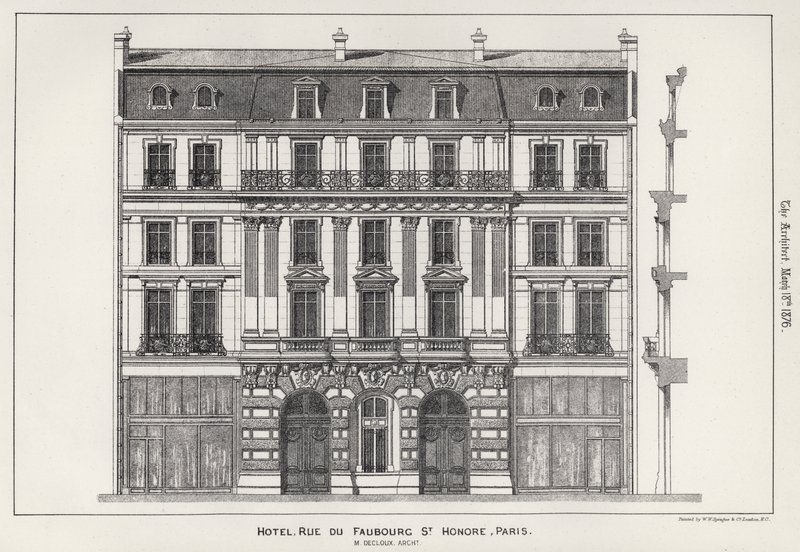 Hotel, Rue Du Faubourg St Honore, Paris by English School