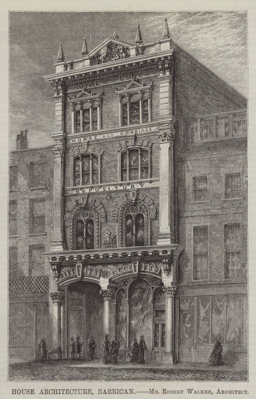 House Architecture, Barbican (engraving) by English School