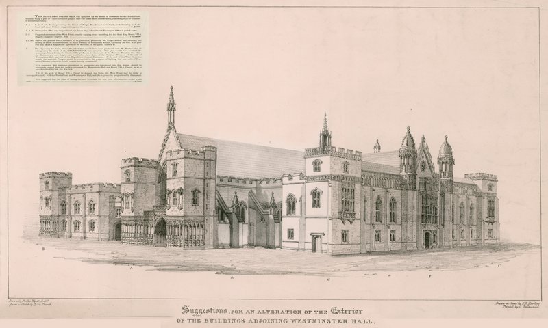 Houses of Parliament: Suggestions for the Alteration of the Exterior of the Buildings Adjoining Westminster Hall by English School