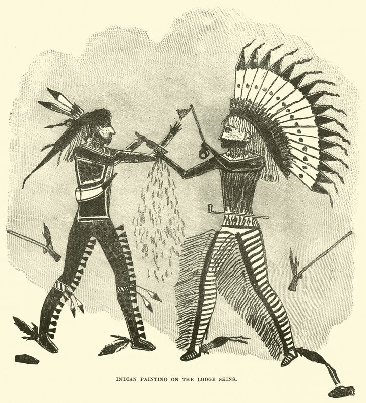 Indian painting on the lodge skins by English School