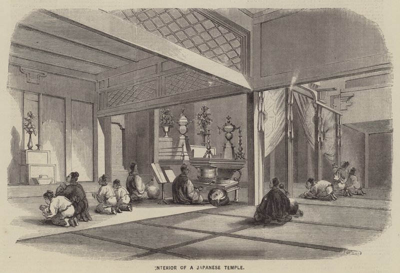 Interior of a Japanese Temple by English School