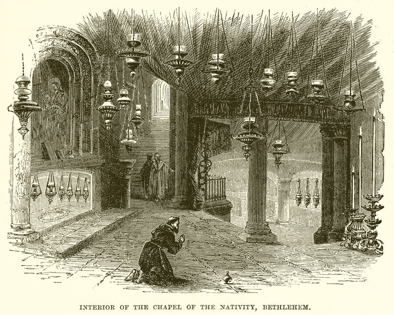 Interior of the Chapel of the Nativity, Bethlehem by English School