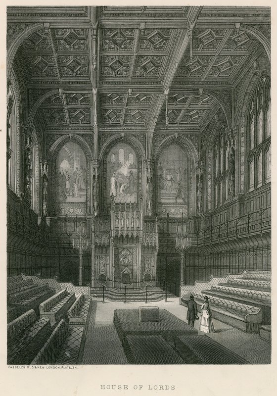 Interior of the House of Lords, Westminster, London by English School