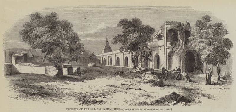 Interior of the Serai, Subzee-Mundee by English School