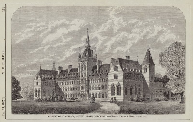 International College, Spring Grove, Middlesex (engraving) by English School