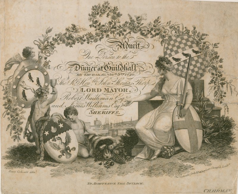 Invitation to a Banquet at the Guildhall, London, on 9 November 1820 by English School