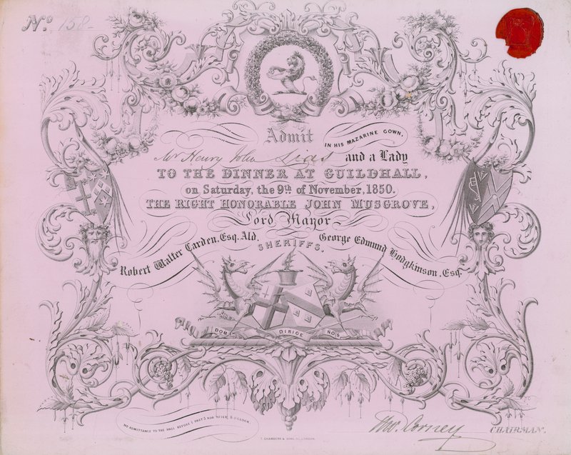 Invitation to a Banquet at the Guildhall, London, on 9 November 1850 by English School