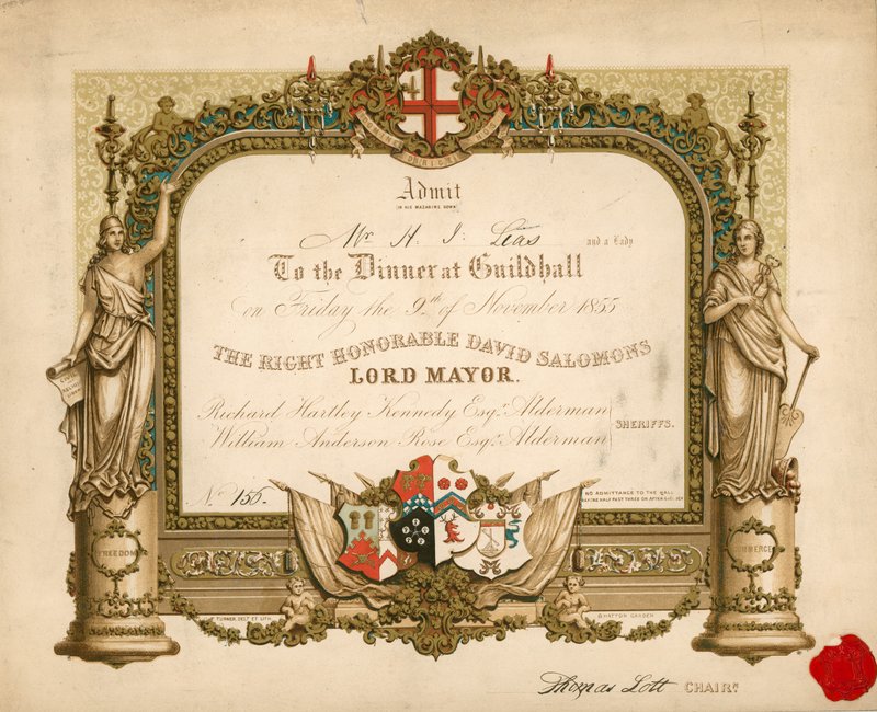 Invitation to a Banquet at the Guildhall, London, on 9 November 1855 by English School