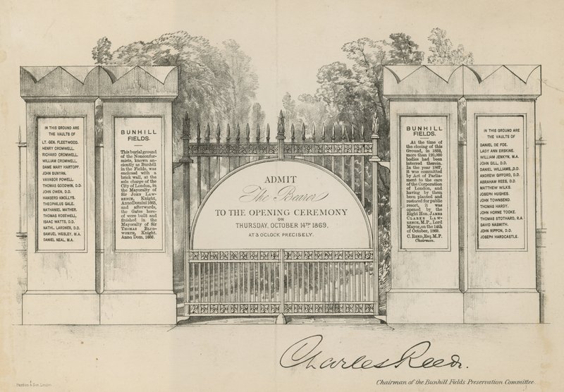Invitation to the Opening of Bunhill Fields Cemetery by English School