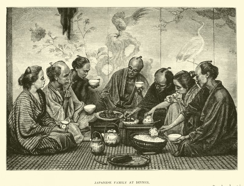 Japanese Family at Dinner by English School
